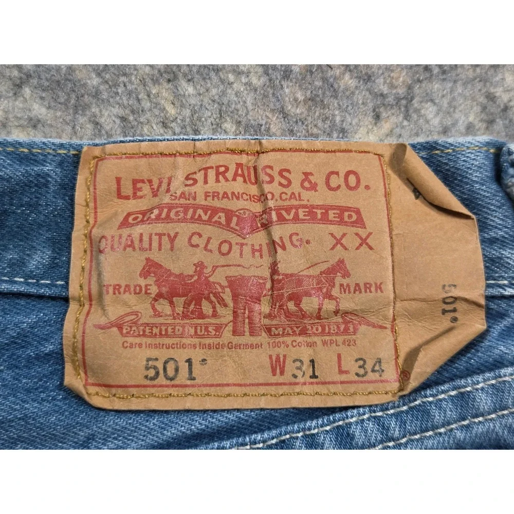 Levis 501XX Original Straight Fit Jeans Mens 31x34 Blue Denim Button Fly Medium